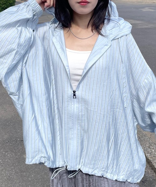 CRB(シーアールビー)の「ストライプシアージップパーカー(パーカー・レディース・イエロー/ピンク/ブルー/オフホワイト・F)」の12枚目の写真