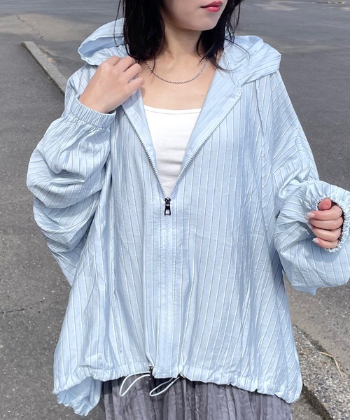 CRB(シーアールビー)の「ストライプシアージップパーカー(パーカー・レディース・イエロー/ピンク/ブルー/オフホワイト・F)」の13枚目の写真