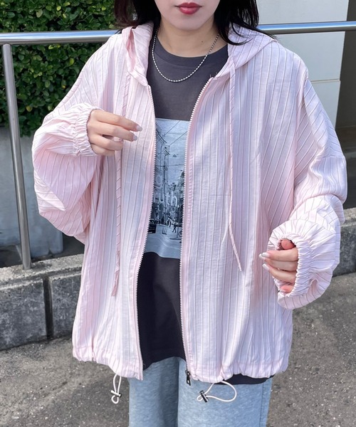 CRB(シーアールビー)の「ストライプシアージップパーカー(パーカー・レディース・イエロー/ピンク/ブルー/オフホワイト・F)」の17枚目の写真