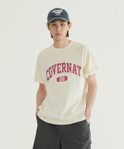 COVERNAT(カバーナット)の「CRACK ARCH LOGO DYEING T-SHIRT(Tシャツ/カットソー・メンズ・グリーン/アイボリー/チャコールグレー・X-LARGE/LARGE/MEDIUM/SMALL/X-SMALL)」の2枚目の写真