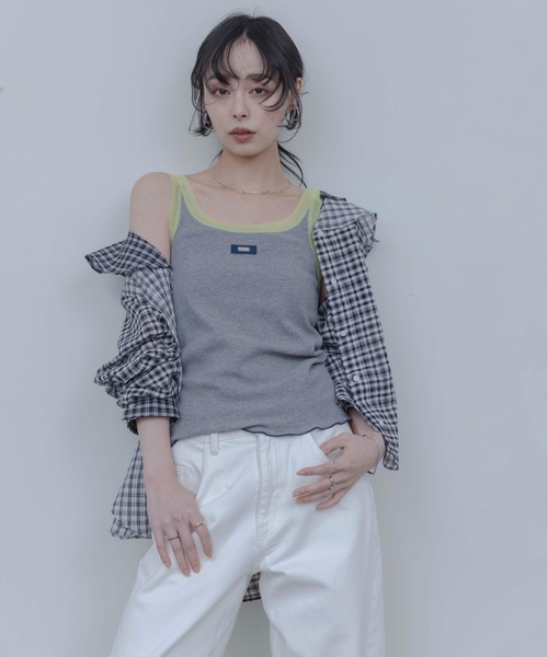 Eimee Law(エイミーロウ)の「チュールトリミングタンク(タンクトップ・レディース・オートミール/オフホワイト/グレー/ライトイエロー/ブラック・FREE)」の3枚目の写真