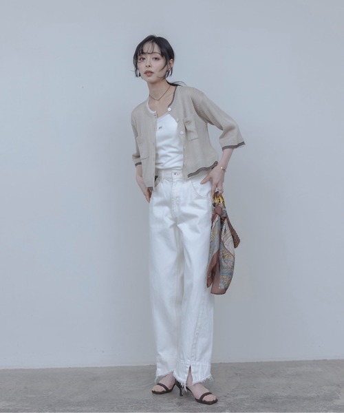 Eimee Law(エイミーロウ)の「チュールトリミングタンク(タンクトップ・レディース・オートミール/オフホワイト/グレー/ライトイエロー/ブラック・FREE)」の19枚目の写真