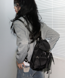 LEATHERY（レザリー）の「グロッシー ナイロン バケット ミニ バックパック [ブラック]（バックパック/リュック）」
