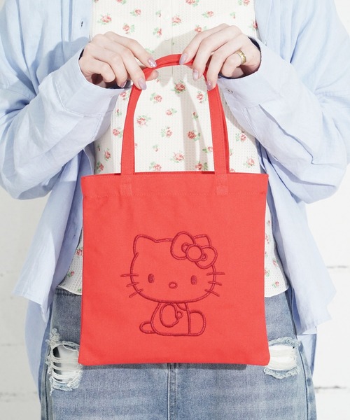 sanrio(サンリオ)の「"09"≪sanrio≫1ポケット キャンバス 刺繍 ミニ トートバッグ(トートバッグ・レディース・レッド/ラベンダー/ピンク/アイボリー/スカイブルー・ONE SIZE)」の5枚目の写真