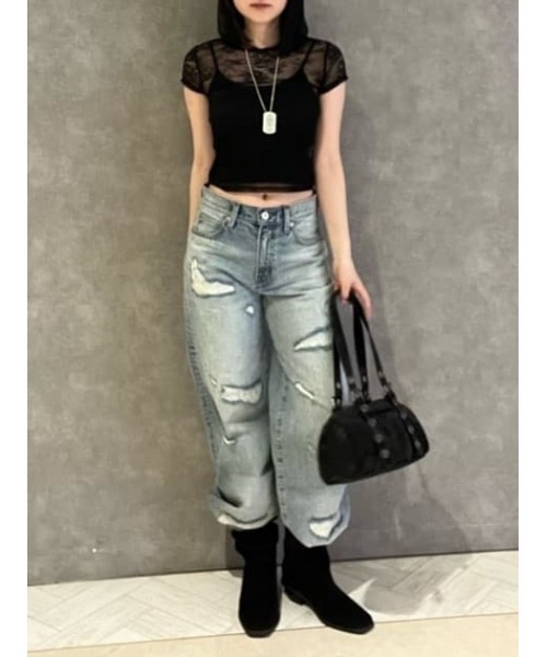 LAGUA GEM(ラグアジェム)の「CRASH WASH LOOSEY デニム(デニムパンツ・レディース・ブラック/ブルー・22inch/23inch/24inch/25inch/26inch)」の12枚目の写真