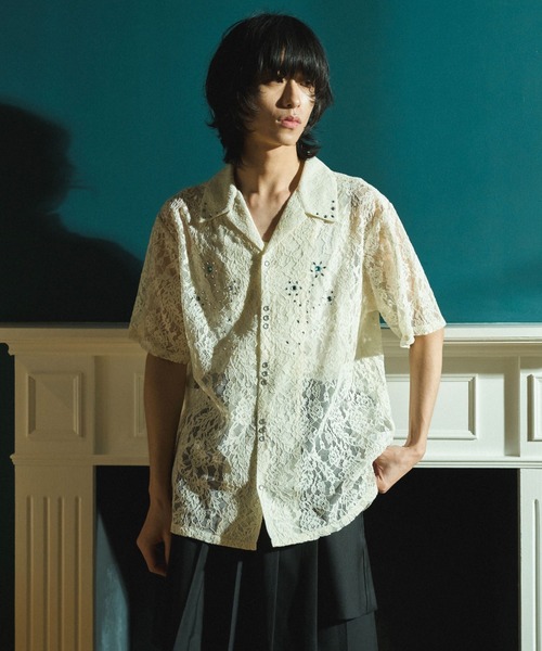 CAMPHOR WOOD(カンファーウッド)の「FLOWER BIJOU SHEER H/S SHIRTS / フラワーラインストーンシアH/Sシャツ(シャツ/ブラウス・メンズ・ブラック/ホワイト・LARGE/MEDIUM/SMALL)」の18枚目の写真