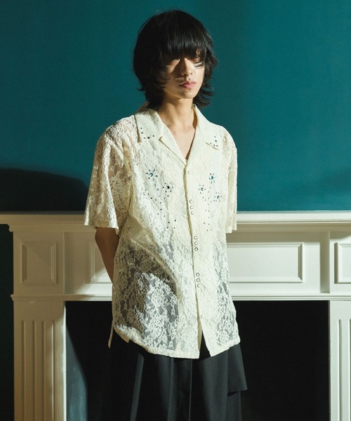CAMPHOR WOOD(カンファーウッド)の「FLOWER BIJOU SHEER H/S SHIRTS / フラワーラインストーンシアH/Sシャツ(シャツ/ブラウス・メンズ・ブラック/ホワイト・LARGE/MEDIUM/SMALL)」の20枚目の写真