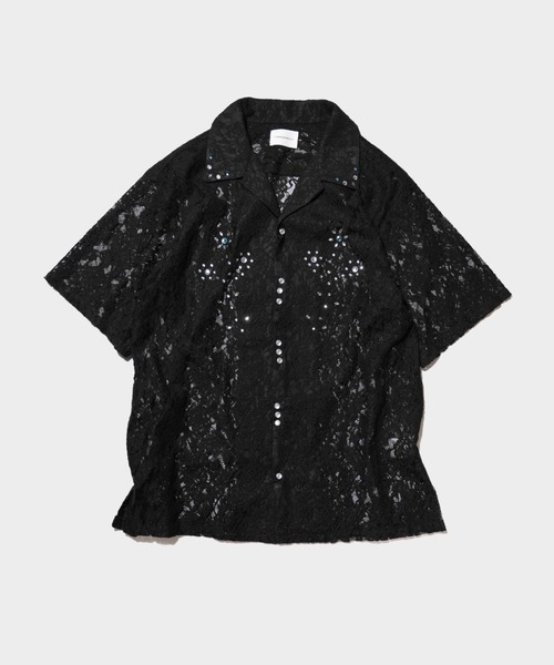 CAMPHOR WOOD(カンファーウッド)の「FLOWER BIJOU SHEER H/S SHIRTS / フラワーラインストーンシアH/Sシャツ(シャツ/ブラウス・メンズ・ブラック/ホワイト・LARGE/MEDIUM/SMALL)」の7枚目の写真