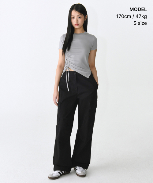 MUSINSA STANDARD WOMAN（ムシンサスタンダードウーマン）の「ウィメンズテンセルサイドルーシッドTシャツ[ライトグレー]（Tシャツ/カットソー・レディース・その他・X-SMALL/SMALL/X-LARGE/MEDIUM/LARGE）」の2枚目の写真