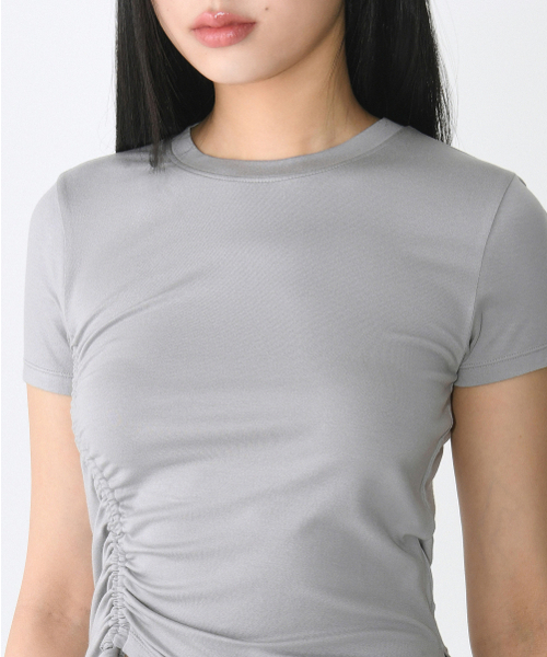 MUSINSA STANDARD WOMAN（ムシンサスタンダードウーマン）の「ウィメンズテンセルサイドルーシッドTシャツ[ライトグレー]（Tシャツ/カットソー・レディース・その他・X-SMALL/SMALL/X-LARGE/MEDIUM/LARGE）」の4枚目の写真