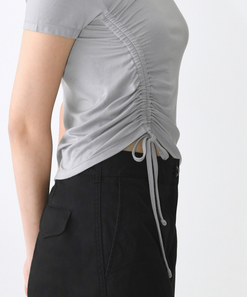 MUSINSA STANDARD WOMAN（ムシンサスタンダードウーマン）の「ウィメンズテンセルサイドルーシッドTシャツ[ライトグレー]（Tシャツ/カットソー・レディース・その他・X-SMALL/SMALL/X-LARGE/MEDIUM/LARGE）」の5枚目の写真