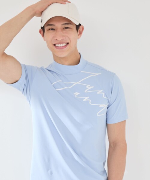 JUN&ROPE'(ジュンアンドロペ)の「【UV】【吸水速乾】ロゴグラフィック半袖モックネックシャツ(Tシャツ/カットソー・メンズ・ホワイト/サックスブルー/ブラック・XL/M/L)」の15枚目の写真
