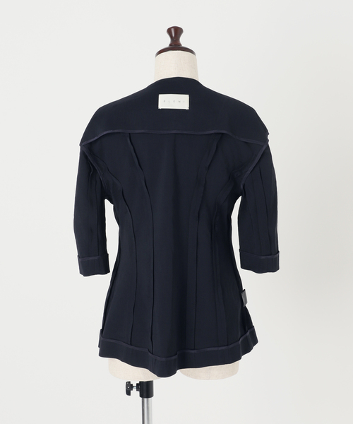 Noble(ノーブル)の「ELENI/エルニ ラスターストレッチジャケット(ノーカラージャケット・レディース・モカ/ネイビー・36/38)」の8枚目の写真