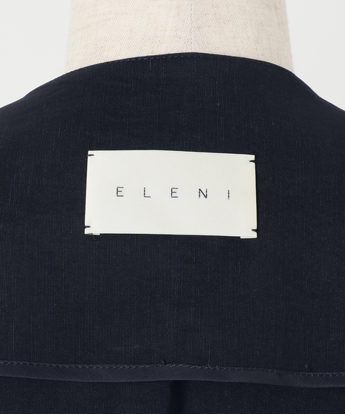 Noble(ノーブル)の「ELENI/エルニ ラスターストレッチジャケット(ノーカラージャケット・レディース・モカ/ネイビー・36/38)」の9枚目の写真
