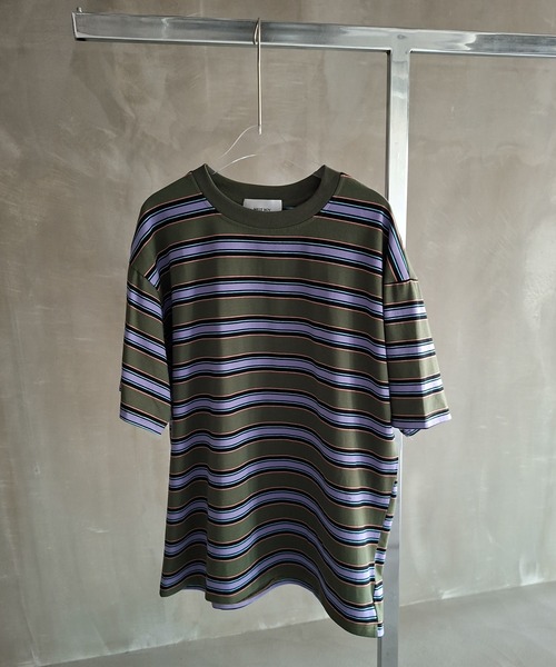WESTBOY(ウエストボーイ)の「ストリート マルチボーダー オーバーサイズ 半袖Tシャツ WO26S8TP07(Tシャツ/カットソー・メンズ・グリーン・M/L)」の12枚目の写真