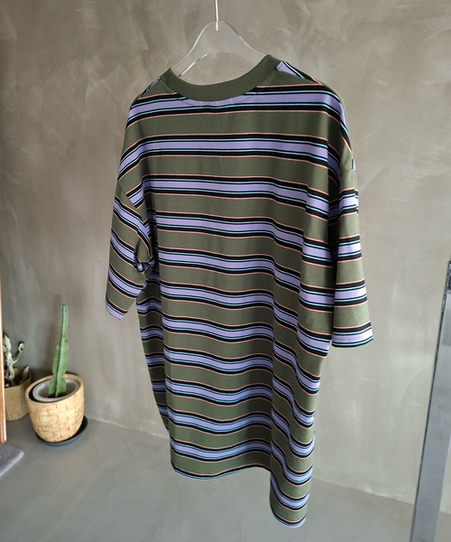 WESTBOY(ウエストボーイ)の「ストリート マルチボーダー オーバーサイズ 半袖Tシャツ WO26S8TP07(Tシャツ/カットソー・メンズ・グリーン・M/L)」の16枚目の写真