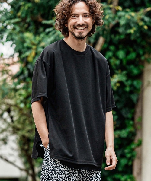 CAMBIO(カンビオ)の「mt10491- メッシュレイヤードショートスリーブTシャツ(Tシャツ/カットソー・メンズ・ブラック×ブラック/ホワイト×グレー/ホワイト×ホワイト/ブラック×ベージュ・XL/L/M)」の18枚目の写真