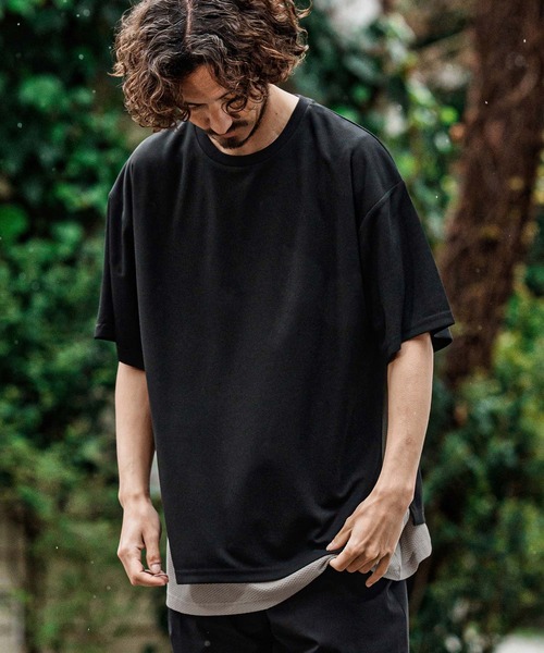 CAMBIO(カンビオ)の「mt10491- メッシュレイヤードショートスリーブTシャツ(Tシャツ/カットソー・メンズ・ブラック×ブラック/ホワイト×グレー/ホワイト×ホワイト/ブラック×ベージュ・XL/L/M)」の22枚目の写真