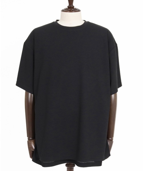 CAMBIO(カンビオ)の「mt10491- メッシュレイヤードショートスリーブTシャツ(Tシャツ/カットソー・メンズ・ブラック×ブラック/ホワイト×グレー/ホワイト×ホワイト/ブラック×ベージュ・XL/L/M)」の10枚目の写真