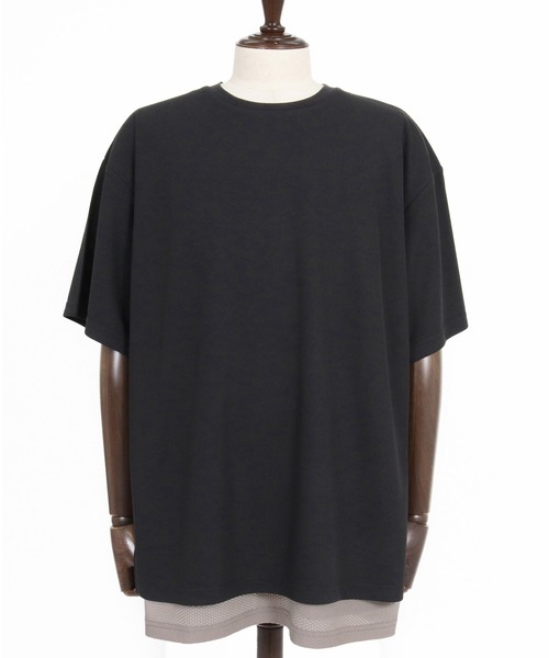 CAMBIO(カンビオ)の「mt10491- メッシュレイヤードショートスリーブTシャツ(Tシャツ/カットソー・メンズ・ブラック×ブラック/ホワイト×グレー/ホワイト×ホワイト/ブラック×ベージュ・XL/L/M)」の12枚目の写真