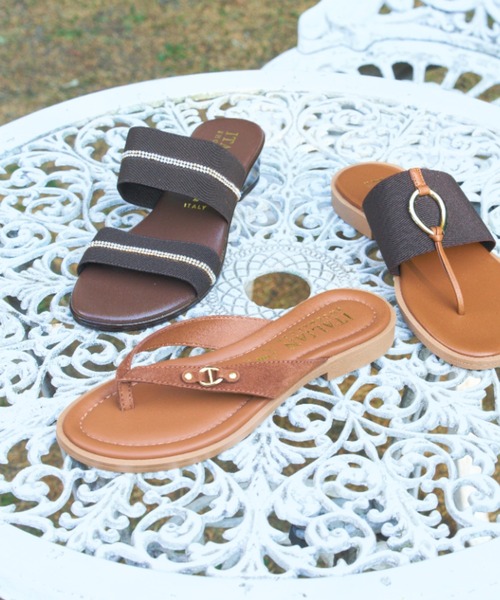 ITALIAN SHOEMAKERS(イタリアンシューメーカー)の「【ITALIAN SHOEMAKERS】レザートングフラットサンダル(962351)(サンダル・レディース・ブラウン・37/38/36/35)」の2枚目の写真