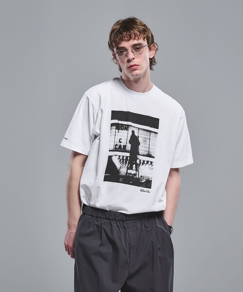 【GREEN LABEL RELAXING】黒　白　ミックスカットソー 別注】＜WILLIAM KLEIN＞クルーネック 半袖 Tシャツ（Tシャツ