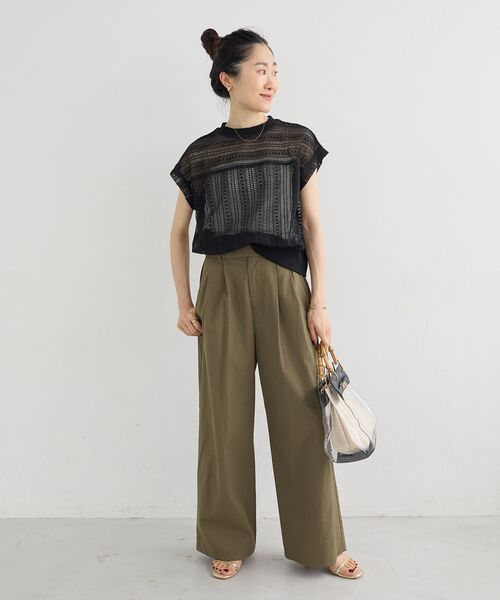 le.coeur blanc（ルクールブラン）の「【撥水・UV・接触冷感】2タックパンツ（その他パンツ・レディース・ライトピンク/ブラック/カーキオリーブ・36/38）」の4枚目の写真