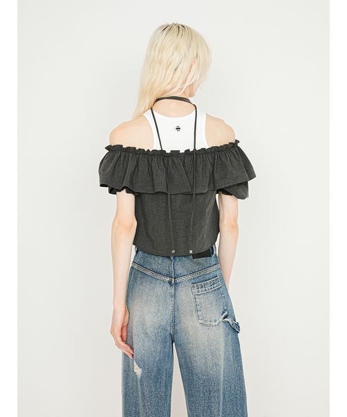 SORIN(ソリン )の「Off Shoulder Corset Blouse/オフショルダー コルセットブラウス(シャツ/ブラウス・レディース・ストライプ/ダークグレー・38)」の8枚目の写真