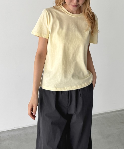 CANAL JEAN(キャナルジーン)の「SLEEK BASIC Tシャツ(Tシャツ/カットソー・レディース・イエロー/ブルー/アイボリー・ONE SIZE)」の3枚目の写真
