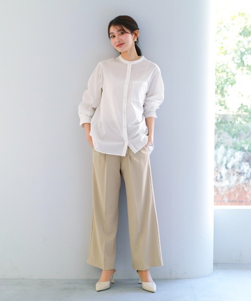Emilyan(エミリアン)の「【 接触冷感・UVカット・速乾 】 全方向ストレッチ・シャツ型ラッシュガード(シャツ/ブラウス・レディース・ホワイト/サックスブルー・M)」の4枚目の写真