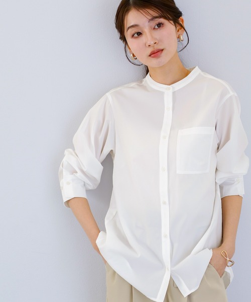Emilyan(エミリアン)の「【 接触冷感・UVカット・速乾 】 全方向ストレッチ・シャツ型ラッシュガード(シャツ/ブラウス・レディース・ホワイト/サックスブルー・M)」の5枚目の写真
