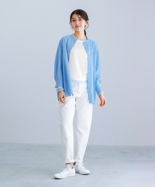 Emilyan(エミリアン)の「【 接触冷感・UVカット・速乾 】 全方向ストレッチ・シャツ型ラッシュガード(シャツ/ブラウス・レディース・ホワイト/サックスブルー・M)」の9枚目の写真