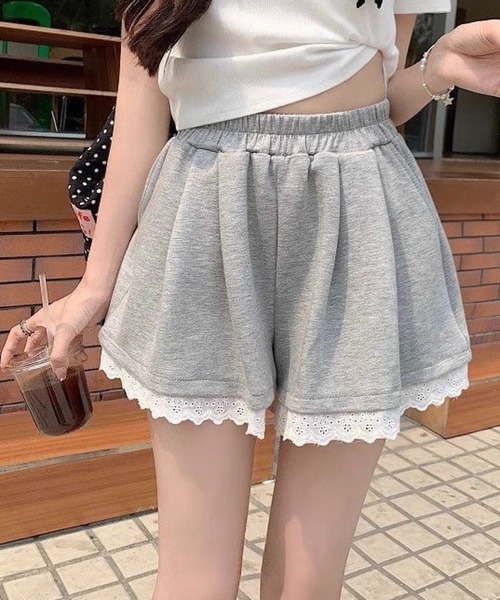 SHOUYO（ショウヨウ）の「レースヘムスウェットショートパンツ（その他パンツ・レディース・ブラック/グレー・M）」の12枚目の写真