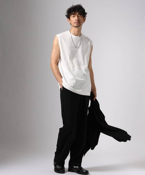 BAYFLOW(ベイフロー)の「【接触冷感】クールタッチノースリーブ(Tシャツ/カットソー・メンズ・ホワイト/ブラック・MEDIUM/LARGE)」の9枚目の写真