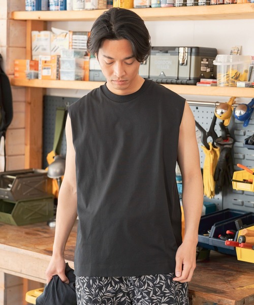 BAYFLOW(ベイフロー)の「【接触冷感】クールタッチノースリーブ(Tシャツ/カットソー・メンズ・ホワイト/ブラック・MEDIUM/LARGE)」の14枚目の写真