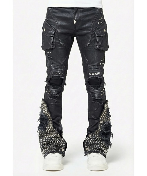 L.H.P(エルエイチピー)の「GUAPI/グアピ/Black Coffin Arc Waxed Denim(デニムパンツ・メンズ・ブラック・34/32/30/28)」の1枚目の写真