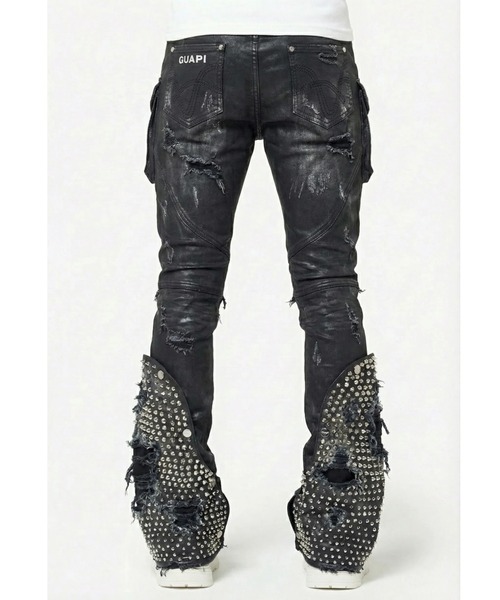 L.H.P(エルエイチピー)の「GUAPI/グアピ/Black Coffin Arc Waxed Denim(デニムパンツ・メンズ・ブラック・34/32/30/28)」の2枚目の写真