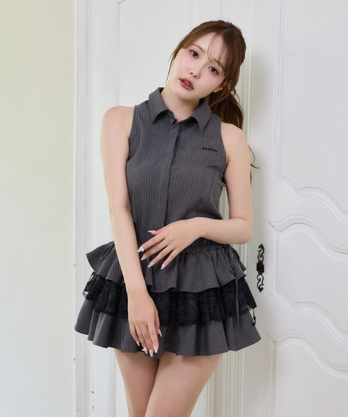 one after another NICE CLAUP(ワンアフターアナザーナイスクラップ)の「アメスリティアードシャツワンピース(ワンピース・レディース・サックスブルー/ドット/グレー・FREE)」の18枚目の写真