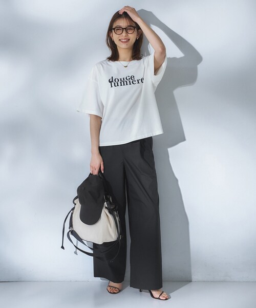 UNTITLED（アンタイトル）の「コットンロゴTシャツ（Tシャツ/カットソー・レディース・チャコール/パープル系1/キャメル/ホワイト系1・48/02/44/04/00）」の8枚目の写真