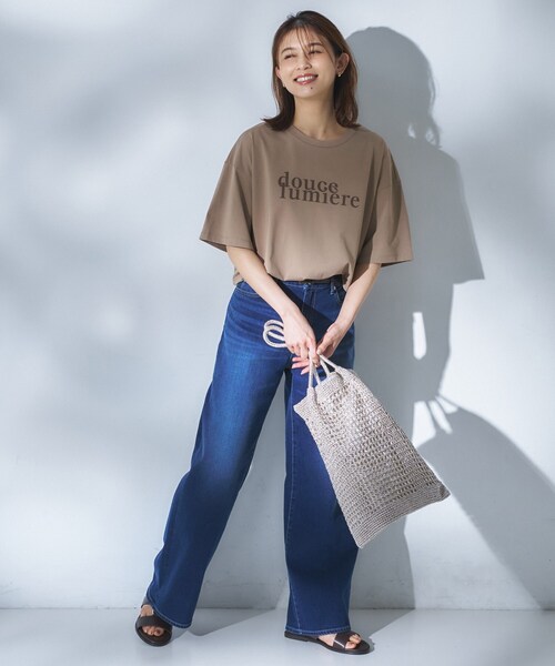 UNTITLED（アンタイトル）の「コットンロゴTシャツ（Tシャツ/カットソー・レディース・チャコール/パープル系1/キャメル/ホワイト系1・48/02/44/04/00）」の16枚目の写真
