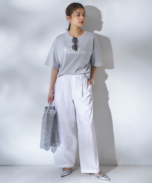 UNTITLED（アンタイトル）の「コットンロゴTシャツ（Tシャツ/カットソー・レディース・チャコール/パープル系1/キャメル/ホワイト系1・48/02/44/04/00）」の20枚目の写真
