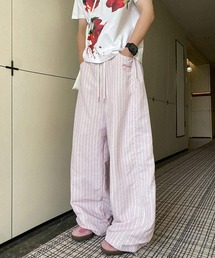 ストライプ柄イージーワイドパンツ