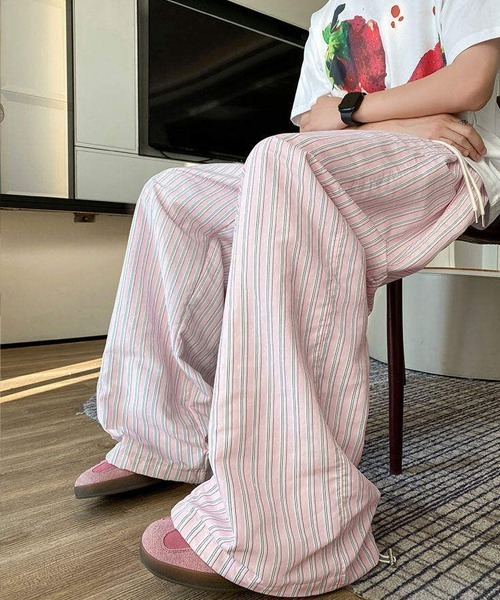 Ressaca(レサーカ)の「ストライプ柄イージーワイドパンツ(その他パンツ・メンズ・ピンク/ブルー・L/XL/M)」の9枚目の写真