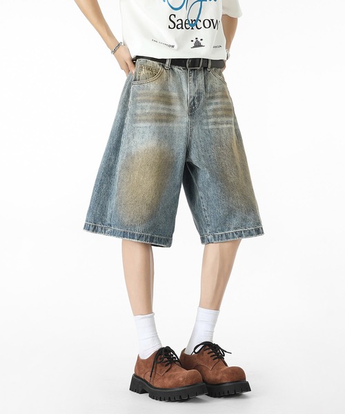 HOOK(フック)の「HOOK ヴィンテージウォッシュデニム ハーフパンツ (SS)(デニムパンツ・メンズ・ライトブルー・M/L/XL)」の2枚目の写真