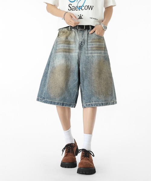 HOOK(フック)の「HOOK ヴィンテージウォッシュデニム ハーフパンツ (SS)(デニムパンツ・メンズ・ライトブルー・M/L/XL)」の3枚目の写真