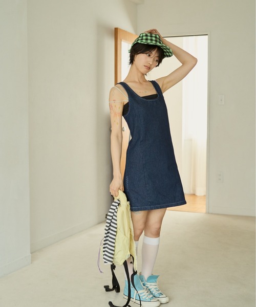 common gull products.（コモンガルプロダクツ）の「白昼路にデニムワンピース（ワンピース・レディース・ブラック系/ブルー系・SMALL/MEDIUM/LARGE）」の12枚目の写真