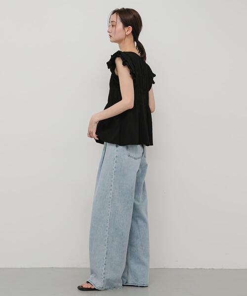 SENSE OF PLACE by URBAN RESEARCH（センスオブプレイスバイアーバンリサーチ）の「シャーリングフリルカットトップ（タンクトップ・レディース・ブラック/ブラウン/アイボリー・ONE）」の16枚目の写真