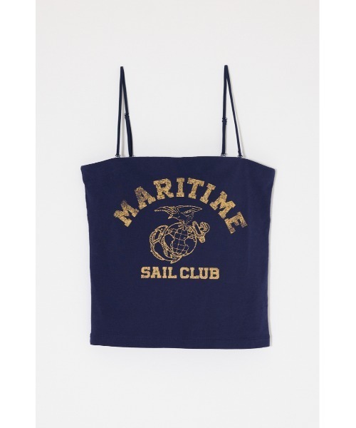 MOUSSY(マウジー)の「MARINE ベアトップス(キャミソール・レディース・ネイビー/オフホワイト/ライトブラック・1/2)」の1枚目の写真