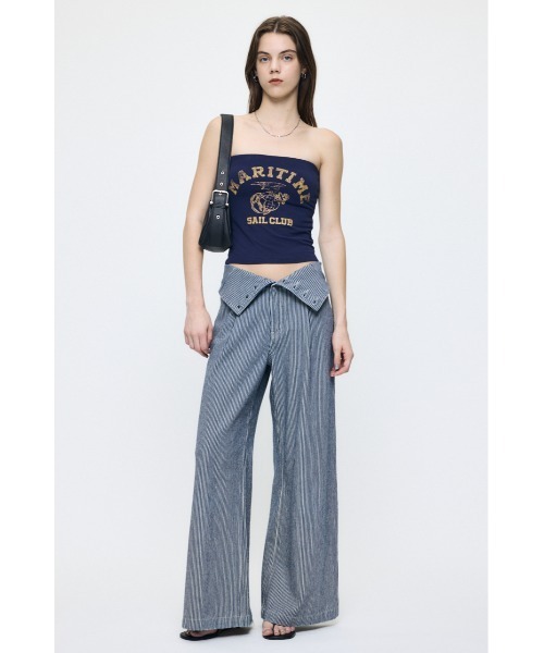 MOUSSY(マウジー)の「MARINE ベアトップス(キャミソール・レディース・ネイビー/オフホワイト/ライトブラック・1/2)」の13枚目の写真