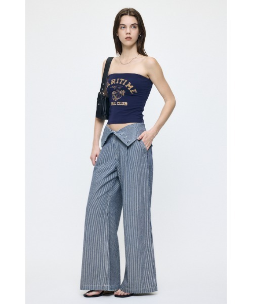 MOUSSY(マウジー)の「MARINE ベアトップス(キャミソール・レディース・ネイビー/オフホワイト/ライトブラック・1/2)」の12枚目の写真